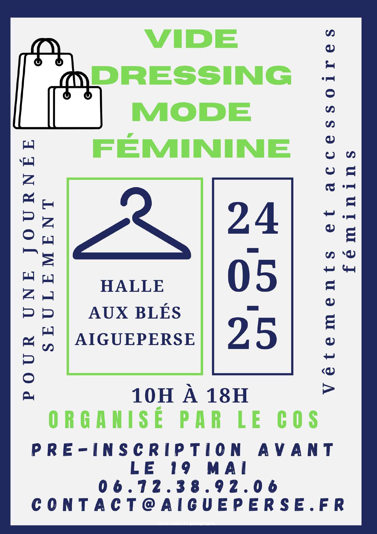 VIDE DRESSING FEMININ - 24 MAI 2025-HALLE AUX BLES